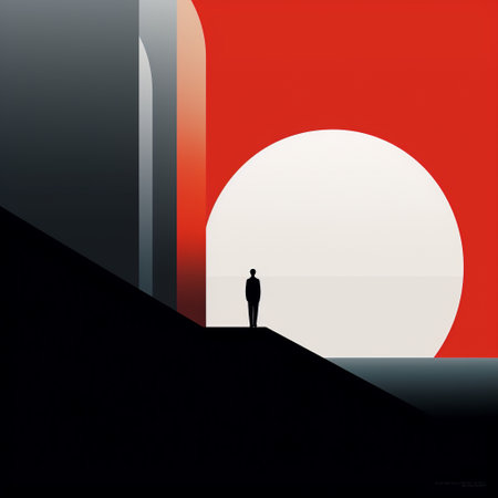 Immerse yourself in the visually captivating world of 'Subdued Dimensions' with this minimalistic artwork. The image utilizes minimal shapes, colors, and lines to create a sense of depth and perspective, while evoking a feeling of tranquility or introspection. With its captivating composition, this artwork is perfect for various design projects, making it a versatile asset for creatives. Please note that all elements in the image are original and free from any copyrighted or trademarked content.の素材