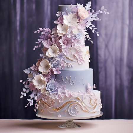 Indulge in the ethereal elegance of this multi-tiered wedding cake that epitomizes the fusion of delicacy, luxury, and enchantment. Inspired by celestial elements such as shimmering stars, wispy clouds, and radiant moonlight, this cake exudes a celestial aura that captivates the imagination. Adorned with intricate details like cascading sugar flowers, delicate lace-like patterns, and sparkling edible jewels, it is a true masterpiece of artistry. With its dreamy and divine ambiance, this captivating centerpiece adds a touch of sophistication and enchantment to any fairytale wedding celebration. Its enchanting allure will surely attract attention on microstock sites.の素材