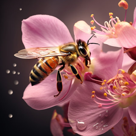 Experience the precision of nature with this detailed photorealistic art style prompt. Capture the beauty of a honeybee collecting nectar from a blossoming orchid up close with incredible detail. Each tiny hair on the bee's body and delicate petal of the orchid will be intricately rendered, showcasing the intricate relationship between nature's creatures and plants.の素材