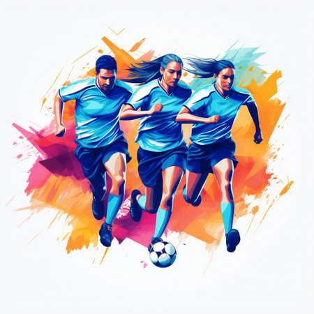 Step into the world of sports and witness the mesmerizing display of seamless synchronization and harmonious teamwork. In this vibrant and dynamic artwork, team players come together to showcase their incredible skills and unwavering dedication. From the fluidity of their movements to their unwavering focus, every aspect captures the energy and passion associated with sports. This artwork is perfect for microstock sites as it does not contain any specific team logos or trademarks.の素材