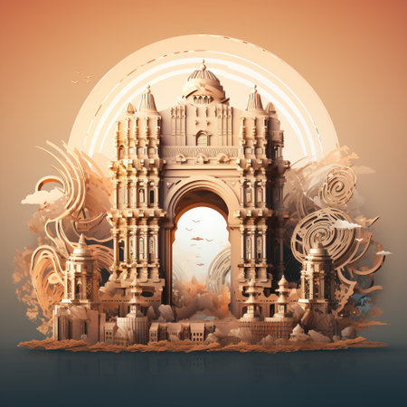 Immerse yourself in the grandeur and history of the breathtaking historical monument, 'The Pillars of History.' This captivating image showcases towering majestic pillars, infused with elements from different cultures and eras. The pillars stand tall amidst a picturesque landscape, exuding an aura of strength and resilience. Architectural details and intricate carvings adorn the monument, vividly representing the rich history and diverse heritage it embodies. The harmonious blend of various historical periods symbolizes the endurance and pride of human civilization throughout the ages. The art style used in this image vividly captures the grandeur and beauty of the monument, leaving viewers awe-inspired.の素材