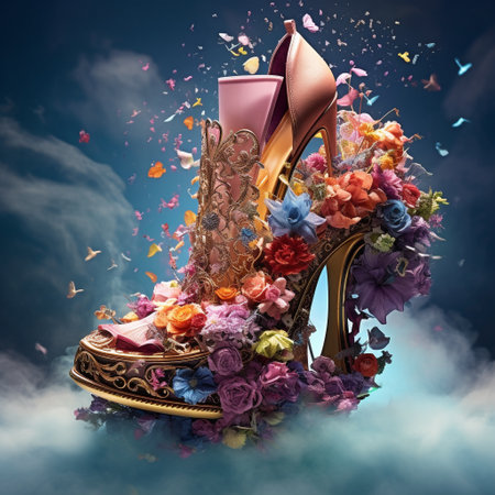 Step into a world of enchantment with this eye-catching image depicting a fantastical shoe collection that defies all conventions. In this whimsical realm, shoes come alive, showcasing an extraordinary range of styles, materials, and designs. Let your imagination soar as you explore an array of footwear that transcends the boundaries of fashion, taking you on an enchanting journey where imagination takes shape. Combining elements from different cultures, eras, and even fictional realms, this visually stunning extravaganza of footwear will captivate viewers and spark their curiosity. The dazzling illustration features vibrant and vivid colors, intricate details, and exaggerated proportions to create a visually striking artwork. Swirling patterns, flowing silhouettes, and sparkling textures add a touch of whimsy and make the shoes appear even more magical and captivating. Prepare to be amazed as you witness the limitless possibilities of creative footwear design.の素材