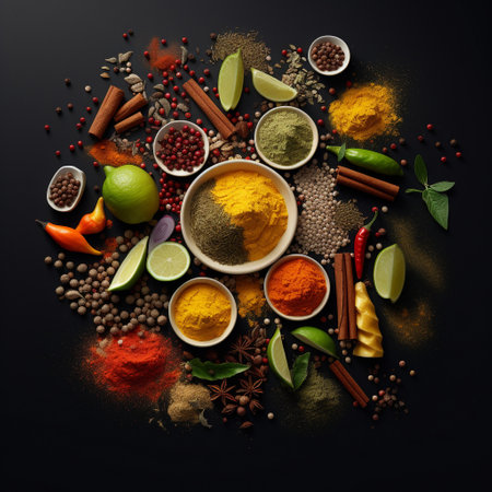 Indulge your senses with this animated image showcasing a vibrant assortment of raw ingredients and spices. Bursting with an array of colors and textures, these spices come together in a visually harmonized composition. From the various shapes and sizes to their diverse origins, each spice adds a unique flavor profile to any culinary creation. Watch as these spices gracefully meld into an intricate pattern, forming a captivating swirling motion that will captivate your imagination. This visually appealing and versatile image is suitable for use in recipe books, food blogs, and advertisements, drawing the attention of customers browsing through microstock sites. The lively and energetic art style will surely catch the eye of food enthusiasts and inspire them to explore the world of spices.の素材