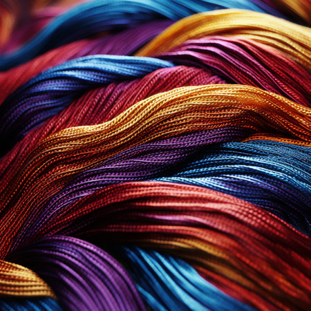 Experience the artistry of textiles with this vibrant macro shot of a fabric texture. Every intricate detail and craftsmanship comes to life in this close-up photograph, showcasing the finesse and beauty of fabric. The symphony of colors and textures will captivate viewers, evoking intrigue and admiration. Let your imagination soar and create an image that stands out and catches the eye of buyers on microstock sites.の素材