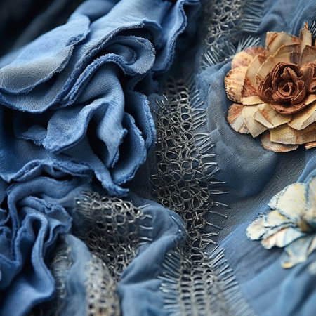 Experience the incredible world of fabrics with this visually stunning macro shot. Dive deep into the intricate details and textures of various fabric types, capturing the softness of velvet, the intricacy of lace, and the ruggedness of denim. This extraordinary image brings the hidden beauty of fabrics to life, showcasing their unique characteristics in a way that will captivate viewers. Not only is this artwork a testament to your creative skills, but it is also a valuable resource for designers, textile manufacturers, and anyone in need of visually appealing fabric textures. Let your imagination soar and let the world appreciate the finer details of fabric through this awe-inspiring macro shot!の素材