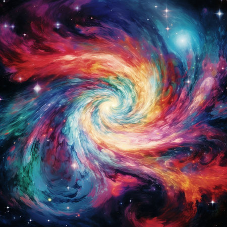 Experience the breathtaking beauty of a vibrant celestial kaleidoscope bursting with mesmerizing symphony of satellite-captured cosmic colors. This fantastical view of the Earth from space showcases swirling patterns of vibrant hues that mimic a kaleidoscope, merging realism with a touch of abstraction. Prepare to be captivated by this visually stunning and awe-inspiring spectacle!の素材