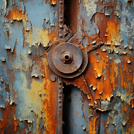 Behold the captivating essence of 'Reviving Rust: Capturing the Beauty in Weathered Metal' through this attention-grabbing image. The art style of photo-realism brings this composition to life, showcasing a stunning close-up of an old, weathered metal object that has gracefully rusted over time. The use of dramatic lighting enhances the textures and colors of the rust, creating a visually appealing and intriguing visual experience. The intricate details and patterns formed by the rust take center stage, unveiling the unexpected beauty found in the decay of everyday objects. This image evokes curiosity, nostalgia, and appreciation for the often-overlooked aesthetics of weathered metal.の素材