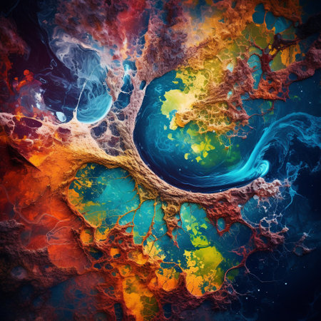 Witness the captivating beauty of our planet with this fragmented Earth artwork. Vibrant satellite imagery is seamlessly blended together to create a galactic mosaic showcasing the diverse natural wonders and human-made structures from different continents. Each fragment portrays a unique aspect of Earth's beauty as seen from above, revealing intricate patterns and striking colors. This artistic masterpiece is sure to captivate viewers on microstock sites with its unique blend of artistry and real-world imagery.の素材