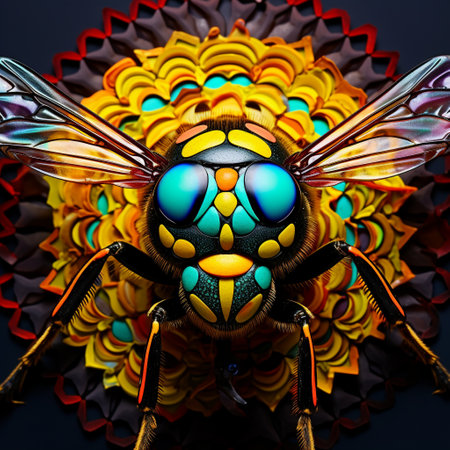 Experience the captivating world of insect vision with this vibrant and eye-catching image. Featuring insect eyes in various shapes, sizes, and colors, this artwork mimics the intricate patterns found in nature. The combination of realism and abstract elements creates a visually stunning composition that is sure to attract attention. The perspective of different insects is showcased by placing their multifaceted eyes at the center of attention, resulting in a mesmerizing kaleidoscope of colors and textures. This image evokes curiosity and wonder, capturing the intricacy and beauty of insect vision in a way that will captivate audiences on microstock sites.の素材