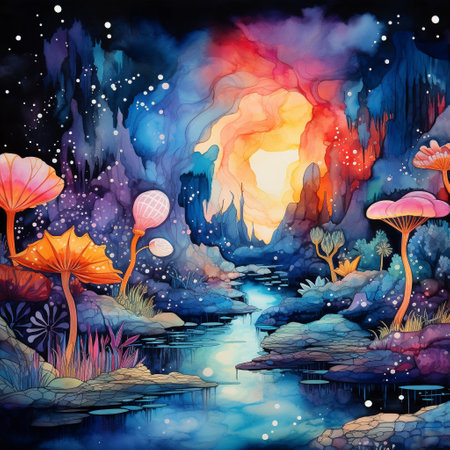 Step into the enchanting world of 'Ethereal Scribbles: A Symphony of Ink' where watercolor and ink wash art style brings a magical realm to life. In this captivating scene, ink and quills come alive, capturing the essence of imagination and creativity. Vibrant ink colors intertwine and transform into whimsical creatures, majestic landscapes, and intricate patterns, evoking a sense of wonder, mystery, and harmony. Embrace the power of your own creativity and unleash it onto the world with this ethereal masterpiece.の素材