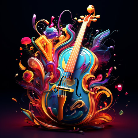 Indulge your senses with the mesmerizing creation of a fantastical musical instrument that combines elements from various instruments. With its vibrant and colorful art style, this instrument is designed to stand out and captivate the viewer's attention. Explore the harmonious fusion of different musical elements and imagine the delightful melodies it can produce.の素材