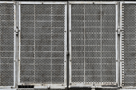 Perforated metal gate, Yangon, Myanmarの写真素材