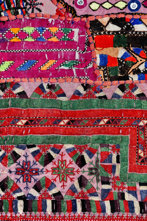 Embroidered Rajasthani tribal fabric, Jodhpur, Rajasthan, Indiaの写真素材