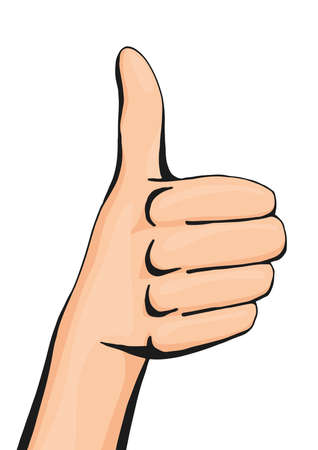 Vector thumbs up hand sign, like it hand gesture in pop art comic style isolated on white background, illustrationのイラスト素材