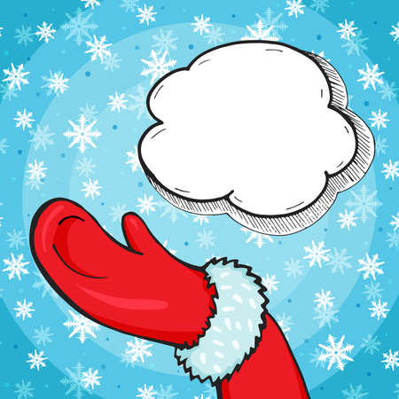 Merry Christmas pop art comic style illustration, Santa's hand with speech bubble for your greetingsのイラスト素材
