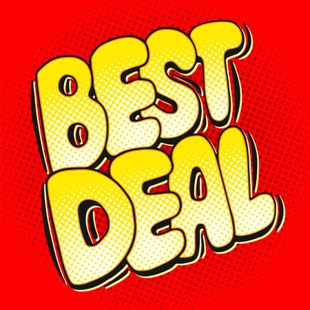 Best Deal word red banner in pop art comic style, vector illustrationのイラスト素材