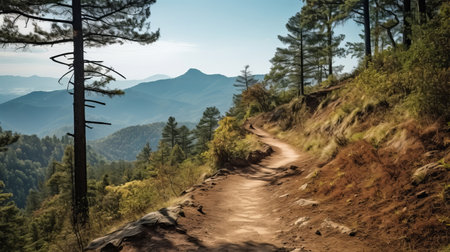 Winding mountain trail in the wildernessの素材