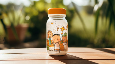 Pill container adorned by child.の素材