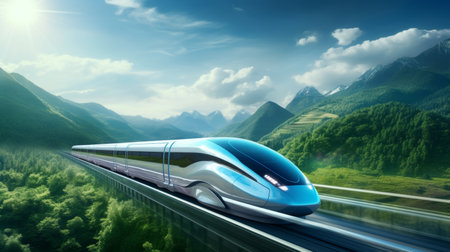 Futuristic skyline with rapid maglev transitの素材