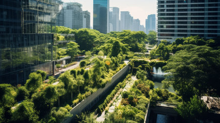 Vertical gardens adorn urban skylineの素材