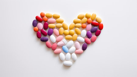 Medication arranged in heart patternの素材