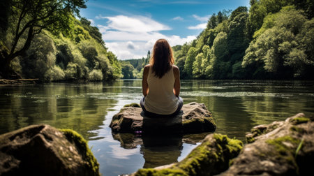 Serenity by the riverside for meditationの素材