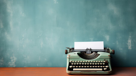 Blank page beside vintage typewriter.の素材