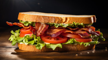 Iconic BLT sandwich with crispy baconの素材