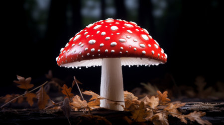 Captivating portrait of majestic Amanita muscaria mushroomの素材