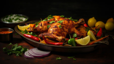 Tasty Tandoori chicken serving closeup viewの素材