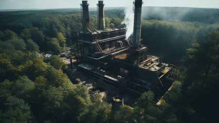 Forest power plant drone photography aerialの素材