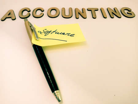 Accounting software word presenting finance terminology for business education background.の写真素材