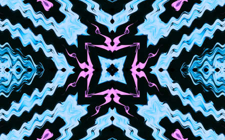 Aqua black Creative pattern with symmetric geometric ornament. Ornamental mosaic texture....