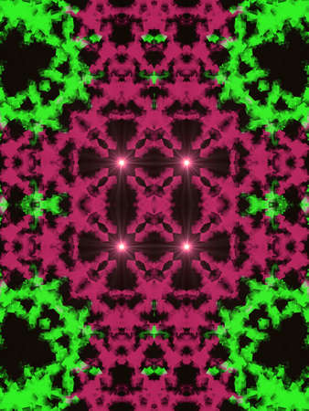 Green pink mixed Creative pattern with symmetric geometric ornament. Ornamental texture....