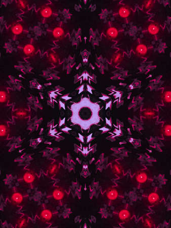 Flower kaleidoscope pattern abstract background. Red light abstract fractal kaleidoscope background....
