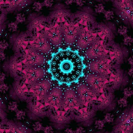 Aqua and purple circle design Digital illustration, geometric abstract colorful kaleidoscope...