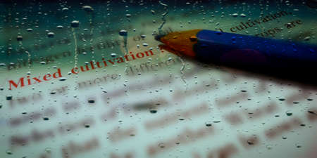 Mixed Cultivation word highlighted with closeup view on book word educational related terminology...