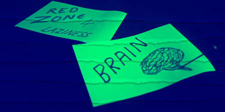 Red Zone for Laziness brain thought word presented on text form for education awareness.