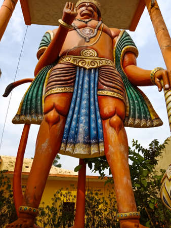 DISTRICT KATNI, INDIA - OCTOBER 10, 2019: Huge Lord Hanuman statue art presentation on sky background.のeditorial素材