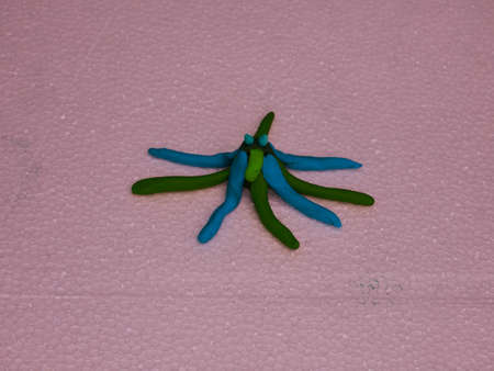 Octopus clay model presented in thermometer white sheet background