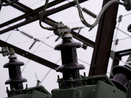 Indian Industrial electric supply heavy equipment tower on sky backgroundの写真素材