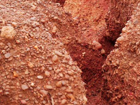 Stone field pattern created during raining water, Nature soil architecture presentation.