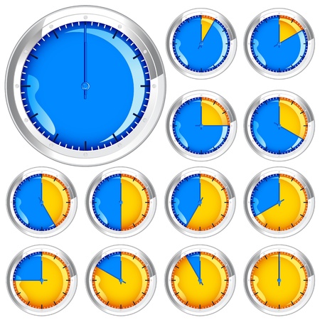 vector illustration of clock showing different timeのイラスト素材