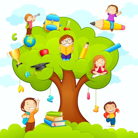 Kids studying on Tree