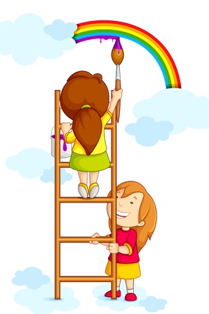 Kids painting Rainbowのイラスト素材