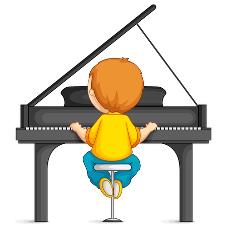 Boy Playing Pianoのイラスト素材