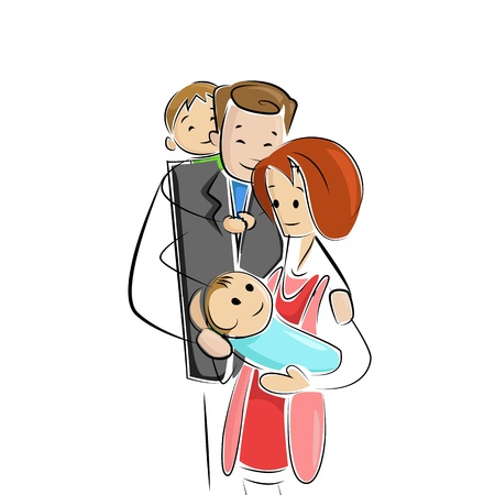 Family welcoming new born babyのイラスト素材