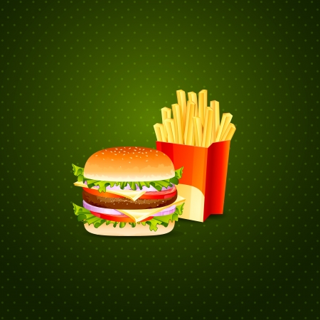 Burger and French Friesのイラスト素材
