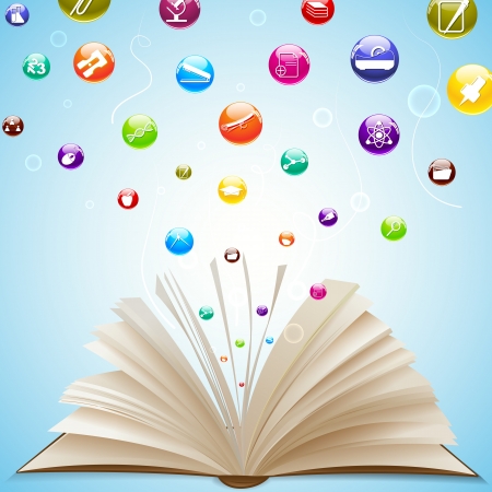 Education Icon coming out of Open Bookのイラスト素材