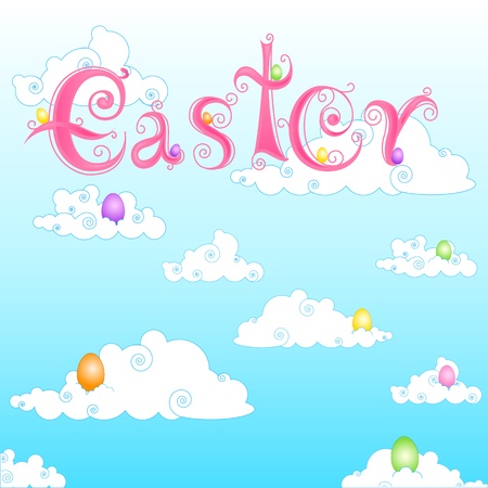 Colorful Easter Egg in CLoudsのイラスト素材
